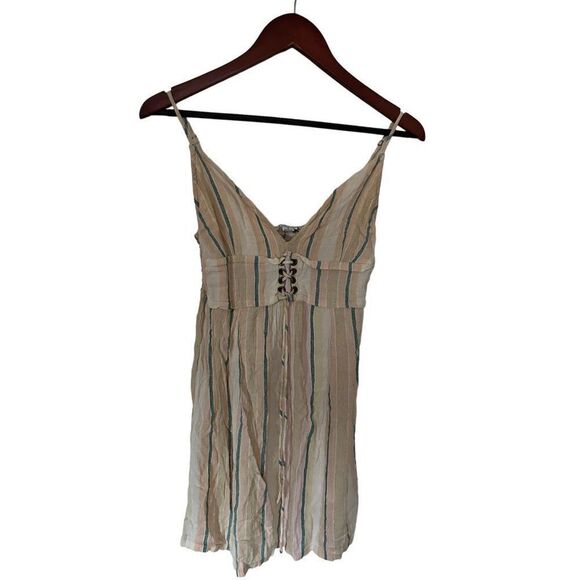 O'Neill Pastel Striped Flowy Sleeveless Tie Front Weave Lined Small - Picture 3 of 8